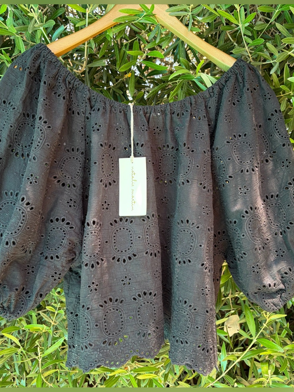 NWT Natalie Martin Ella Top: Black Eyelet, Small, 100% Cotton. Comes w/ dustbag.